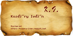 Kozáry Iván névjegykártya